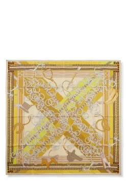 Hermès Yellow & Multicolor 'Brides Et Gris-Gris' Silk Scarf 90