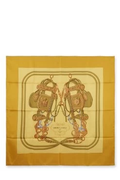 Hermès Yellow & Multicolor 'Brides De Gala' Silk Scarf 90