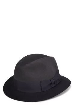 FENDI Charcoal & Black Felt Fedora -Fashion clothing QGA0MM4RKB002 2