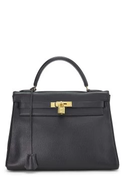 Hermès Black Ardennes Kelly Retourne 32