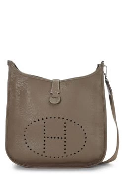 Hermès Taupe Grey Clemence Evelyne III GM