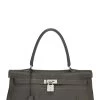 Hermès Vert Gris Clemence Shoulder Kelly 42