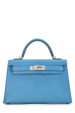 Hermès Blue Frida Chevre Kelly Sellier 20 Mini NM