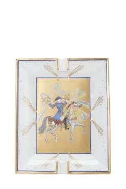 Hermès White & Multicolor Porcelain Horseback Ashtray