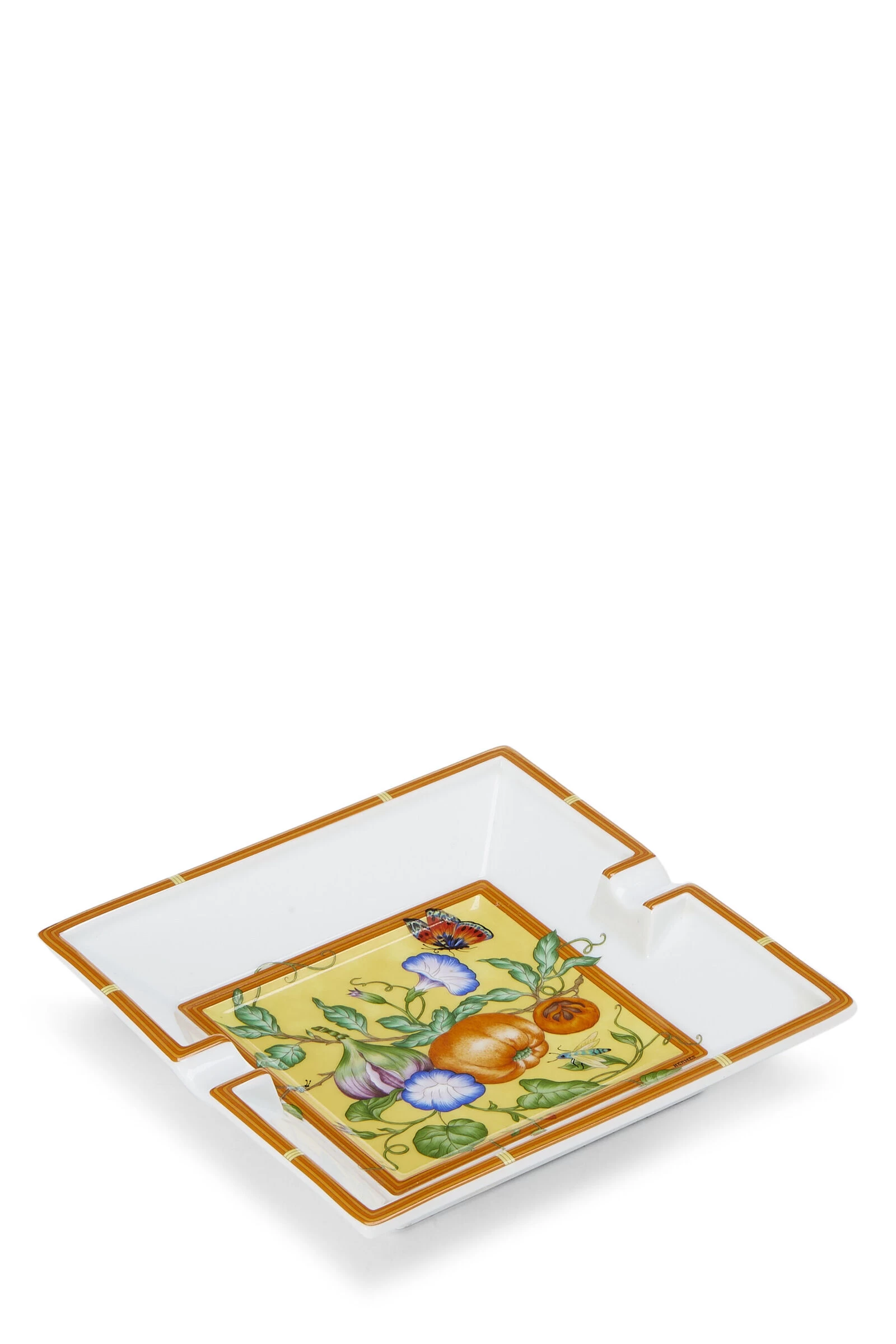 Hermès Orange & White Square Porcelain Ashtray 2 Hermès Orange & White Square Porcelain Ashtray - Image 2