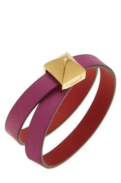 Hermès Red & Pink Leather Medor Infini Double Tour Bracelet