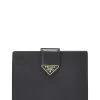 Prada Black Saffiano Compact Wallet