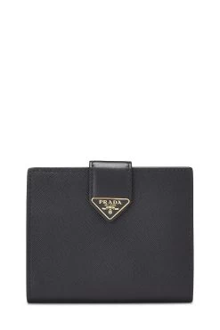 Prada Black Saffiano Compact Wallet