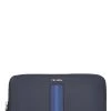 Prada Navy Saffiano Striped Zip Around Wallet