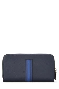 Prada Navy Saffiano Striped Zip Around Wallet -Fashion clothing QNA0HE3RNB001 3