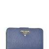 Prada Blue Vitello Move Compact Wallet