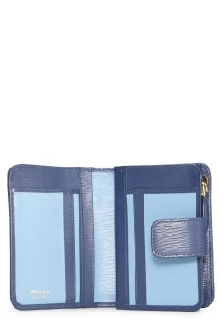 Prada Blue Vitello Move Compact Wallet -Fashion clothing QNA0NIKABB000 4