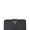 Prada Black Vitello Move Compact Wallet