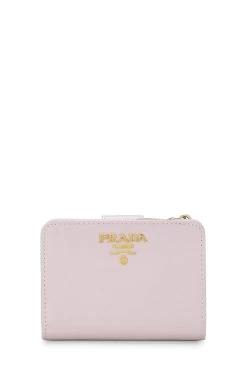 Prada Pink Saffiano Snap Compact Wallet