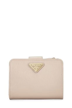 Prada Beige Vitello Move Leather Compact Wallet