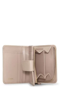 Prada Beige Vitello Move Leather Compact Wallet 7 Prada Beige Vitello Move Leather Compact Wallet -Fashion clothing QNA3IGKAPB001 4