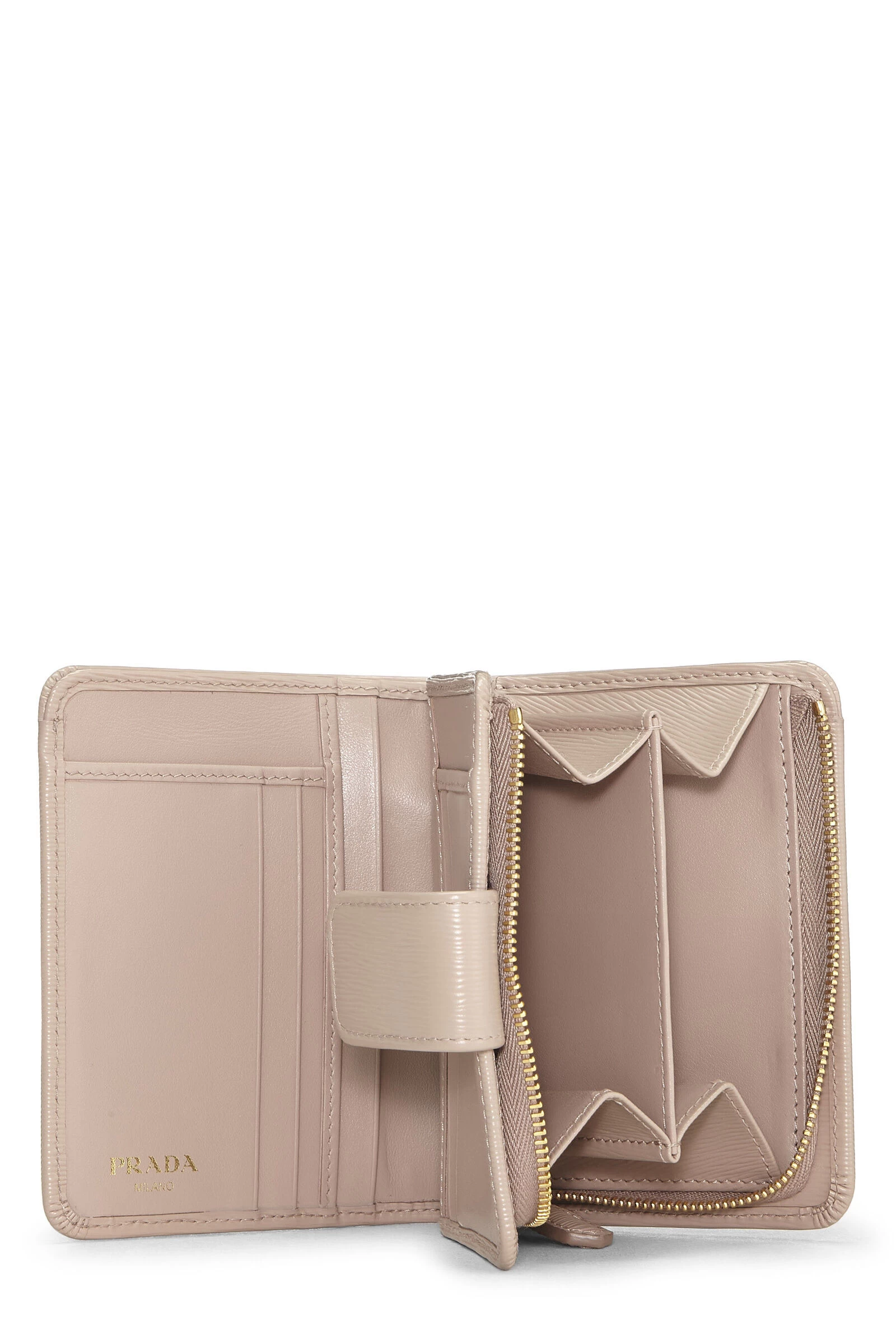 Prada Beige Vitello Move Leather Compact Wallet 4 Prada Beige Vitello Move Leather Compact Wallet - Image 4