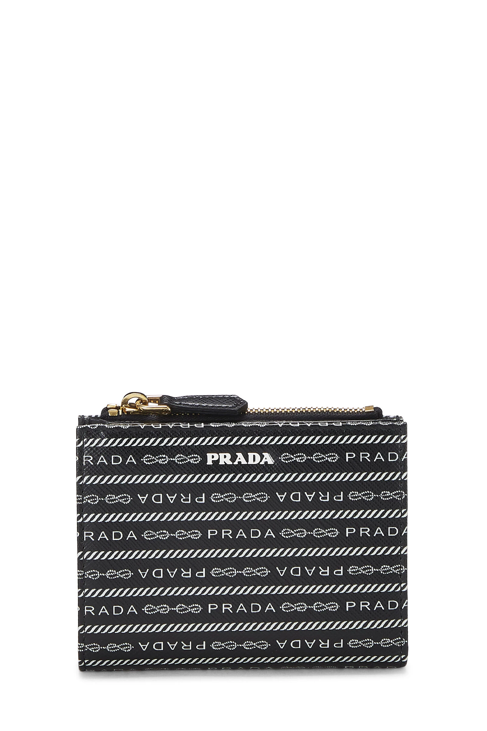 Prada Black Saffiano Logo Compact Wallet Small 1 Prada Black Saffiano Logo Compact Wallet Small