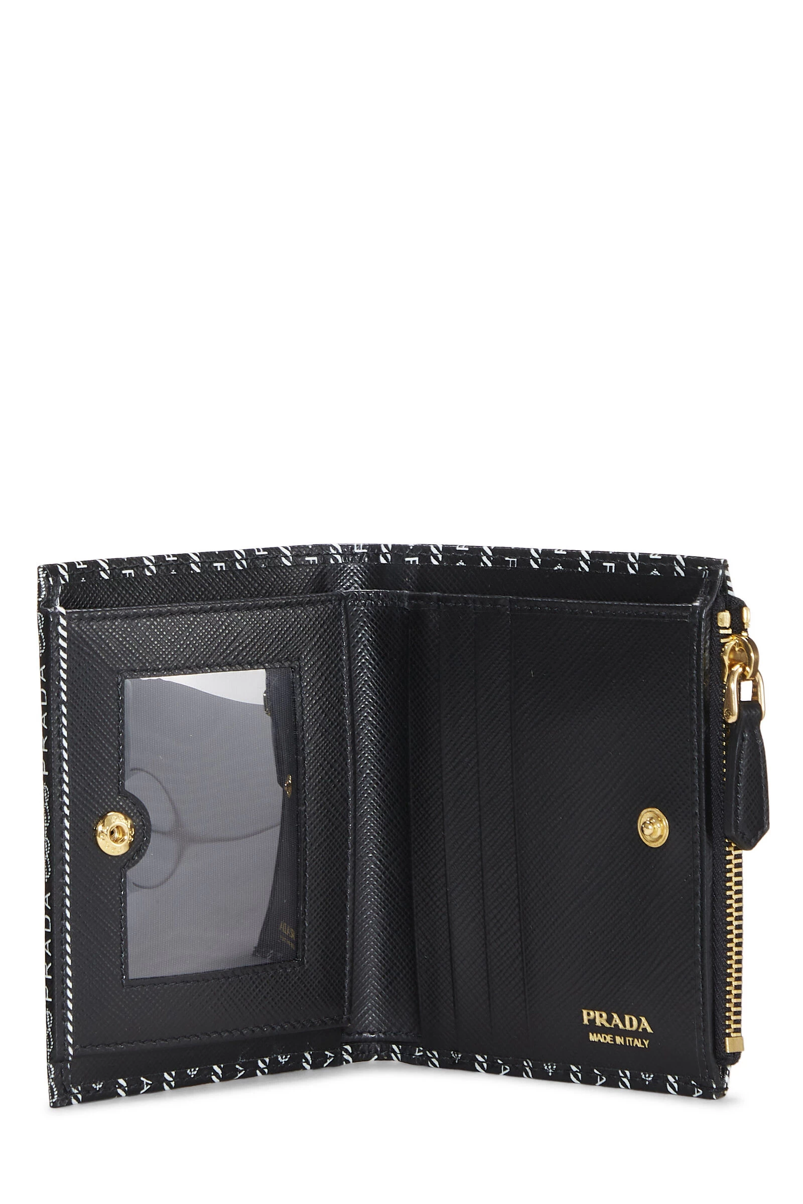 Prada Black Saffiano Logo Compact Wallet Small 4 Prada Black Saffiano Logo Compact Wallet Small - Image 4