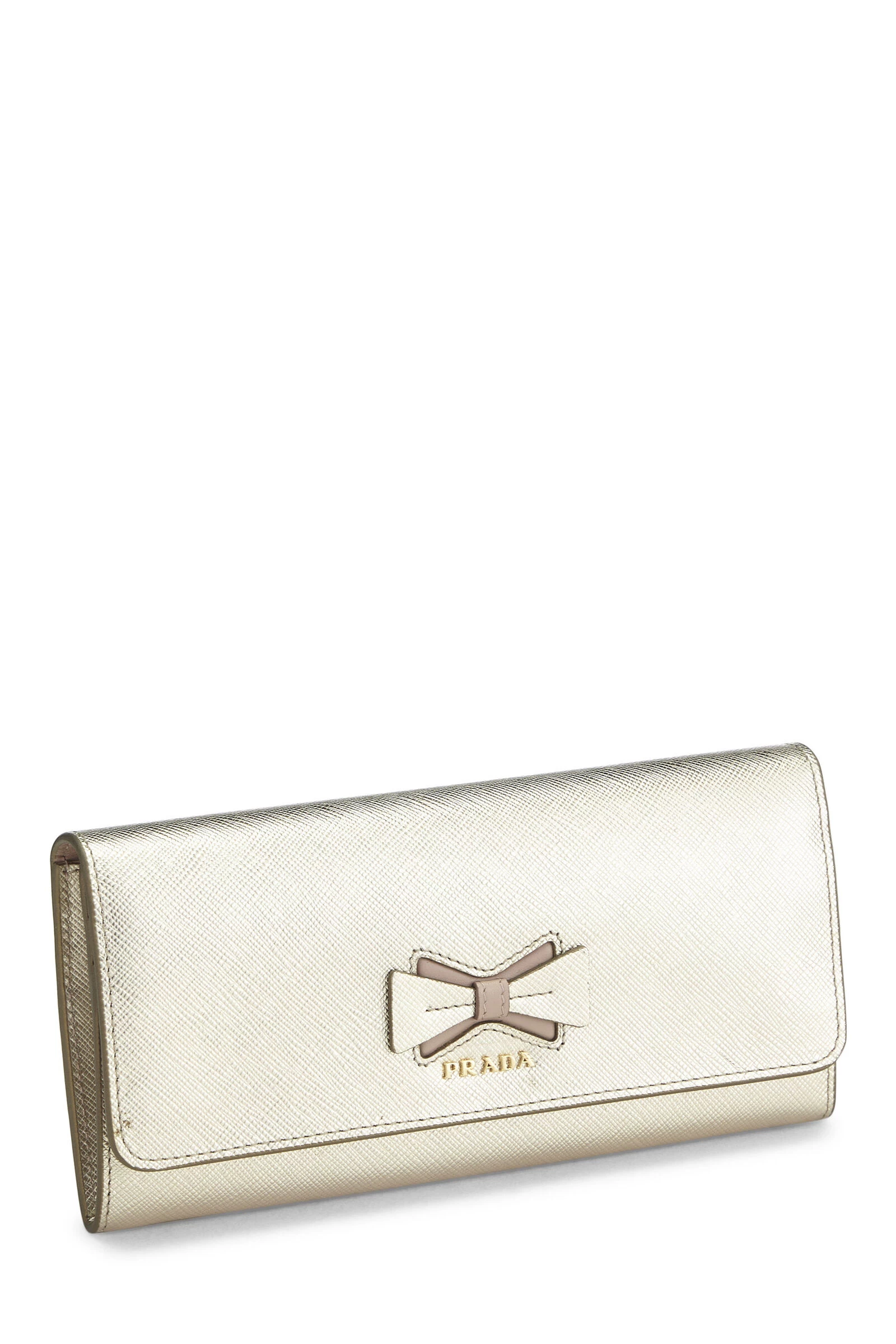 Prada Gold Saffiano Continental Wallet 2 Prada Gold Saffiano Continental Wallet - Image 2