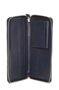 Prada Navy Saffiano Zip Around Wallet -Fashion clothing QNADVD3RNB007 4