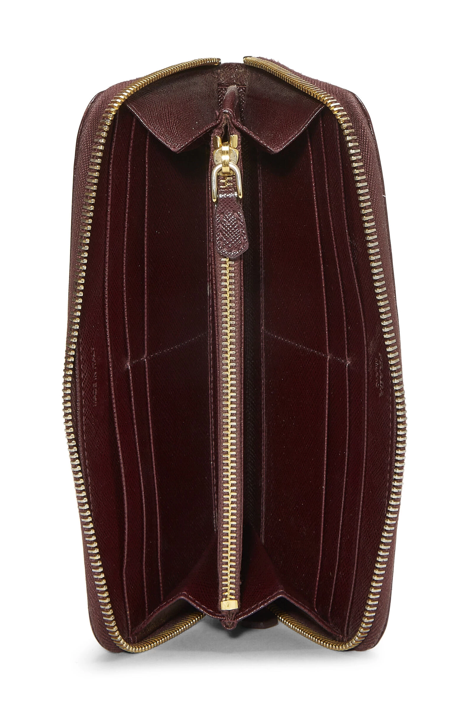 Prada Burgundy Saffiano Zip Around Wallet 4 Prada Burgundy Saffiano Zip Around Wallet - Image 4