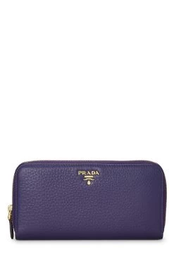 Prada Purple Vitello Daino Zip Around Wallet
