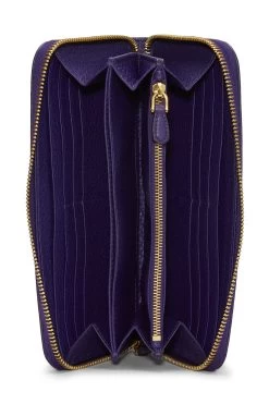 Prada Purple Vitello Daino Zip Around Wallet -Fashion clothing QNADVDABUB001 4