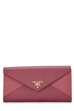 Prada Pink Saffiano Envelope Wallet