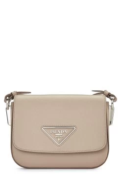 Prada Beige Saffiano Leather Shoulder Bag