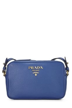 Prada Blue Vitello Daino Camera Bag