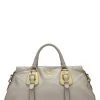 Prada Grey Calfskin Convertible Buckle Handbag