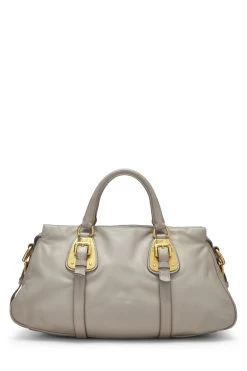 Prada Grey Calfskin Convertible Buckle Handbag -Fashion clothing QNB28N3PEB000 4