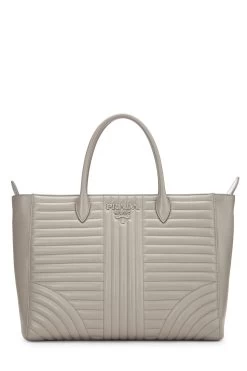 Prada Grey Calfskin Diagramme Convertible Tote