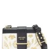 Prada White Leather Studded Cahier Crossbody