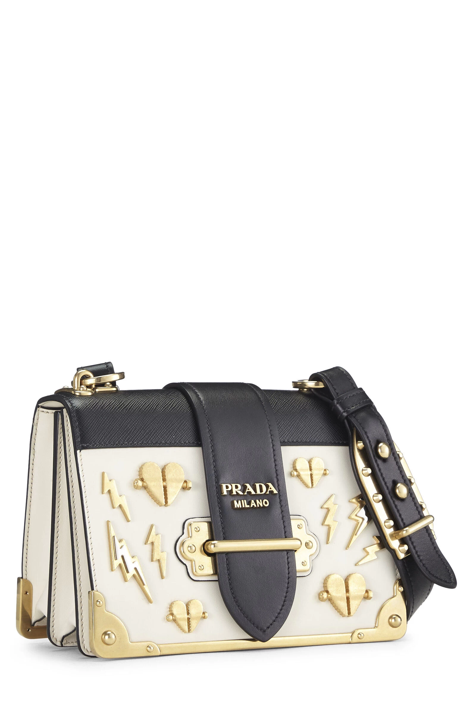 Prada White Leather Studded Cahier Crossbody 2 Prada White Leather Studded Cahier Crossbody - Image 2