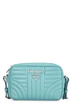 Prada Turquoise Calfskin Diagramme Camera Bag Small