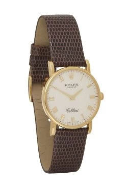 18K Gold & Brown Lizard Cellini 5115 32mm