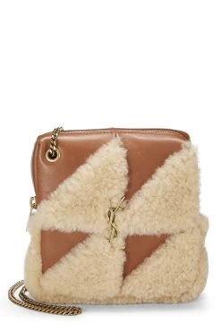 Brown Shearling Jamie Cube Bag Charm