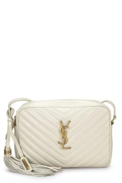White Quilted Calfskin Lou Camera Bag