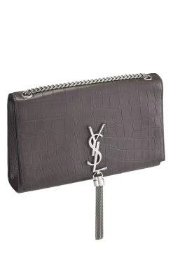 Grey Crocodile Embossed Kate Tassel Medium -Fashion clothing QTB2BQIL07001 2