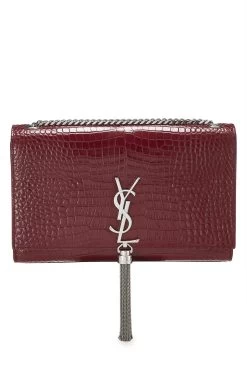 Burgundy Embossed Crocodile Kate Tassel Medium