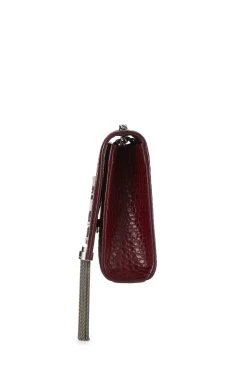 Burgundy Embossed Crocodile Kate Tassel Medium -Fashion clothing QTB2BQIL17003 3