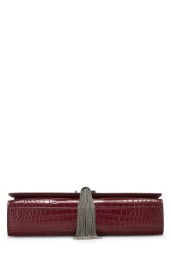 Burgundy Embossed Crocodile Kate Tassel Medium -Fashion clothing QTB2BQIL17003 5