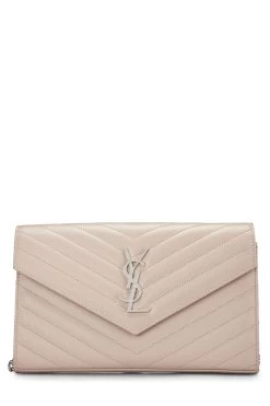 Pink Grained Calfskin Envelope Wallet-On-Chain (WOC)